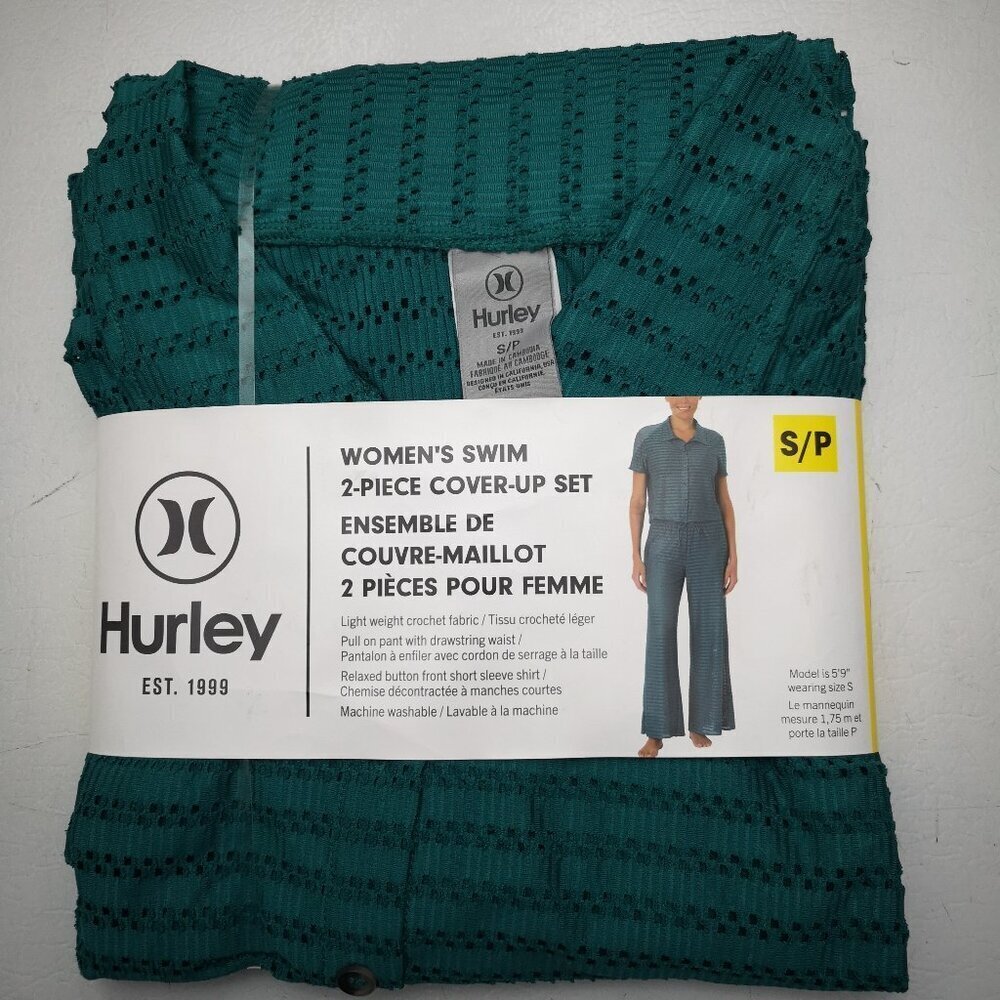 NIP Hurley Ladies Size Small Green Lightweight 2 Piece Swim Cover Up Set
